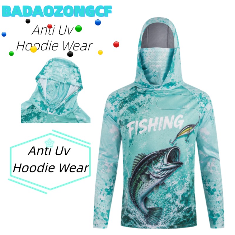 Fishing Hoodie - เสื้อเจอร์ซีย์สำหรับตกปลา เสื้อยืดฤดูร้อน เสื้อผ้าตกปลาสำหรับผู้ชาย เสื้อยืดกันยุง เสื้อสเวตเชิ้ตผู้ชาย เสื้อยืดกันรังสียูวี
