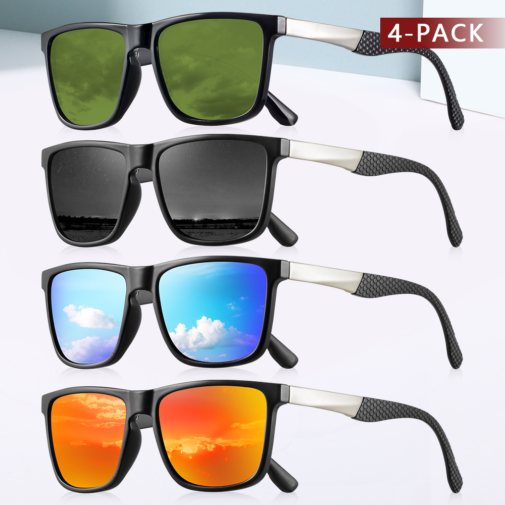 Fishing Sunglasses Polarized - CRIXALIS 4 ชิ้นแว่นตากันแดดโพลาไรซ์สำหรับผู้ชายผู้หญิงตกปลาขับรถกอล์ฟกระจกแว่นตากันแดดแบบเป็นกลางเฉดสีป้องกันแสงสะท้อน UV400