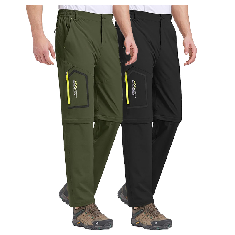 Fishing Pants Waterproof - กางเกงตกปลาเดินป่าสำหรับผู้ชายเดินป่ากันน้ำแปลงกางเกงแห้งเร็วสำหรับลุยน้ำน้ำหนักเบาระบายอากาศได้