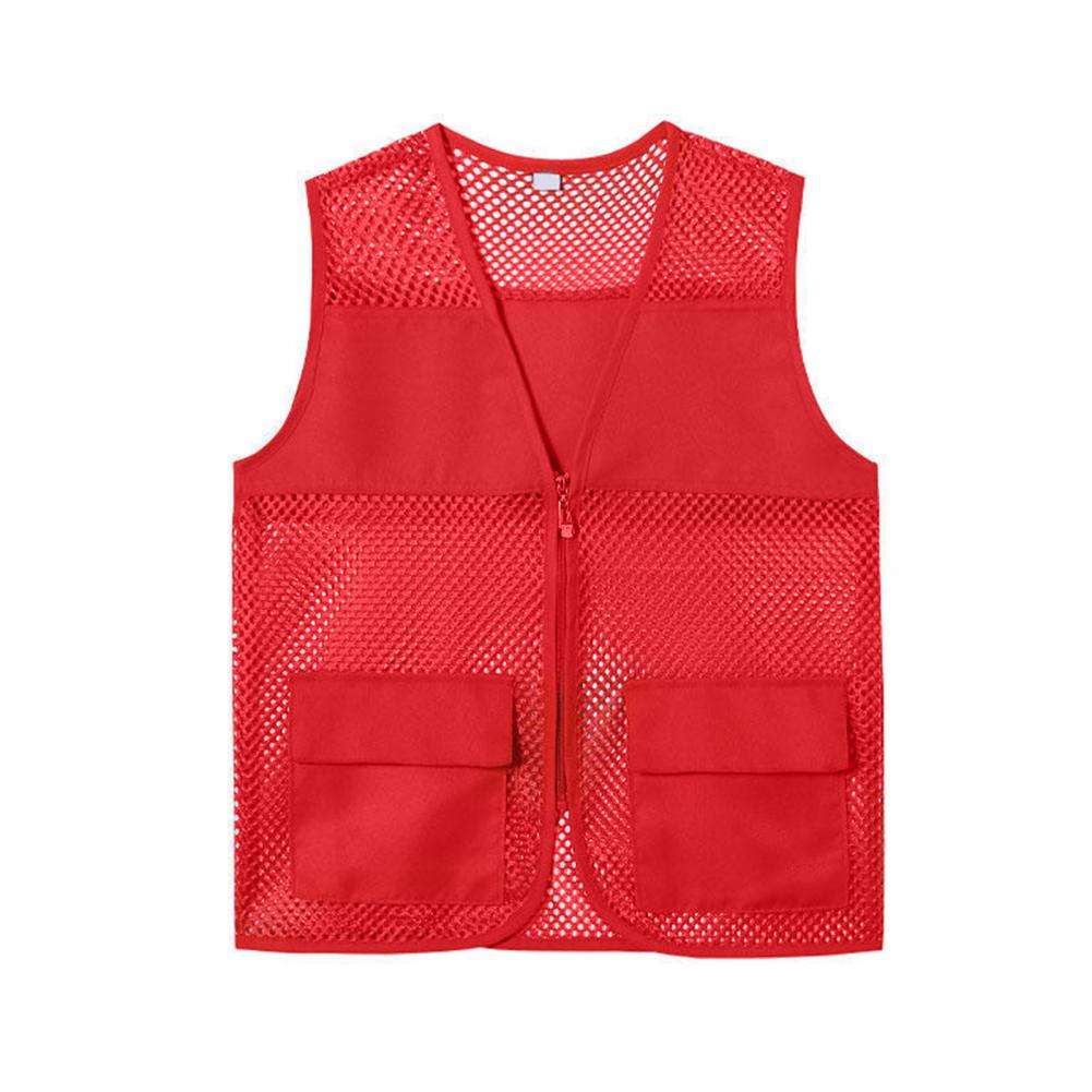 Fishing Vest - เสื้อกั๊กตกปลาแบบมีซิป ช่องกระเป๋าคู่ คอวี เสื้อกั๊กทำงาน อาสาสมัคร สีสันสดใส