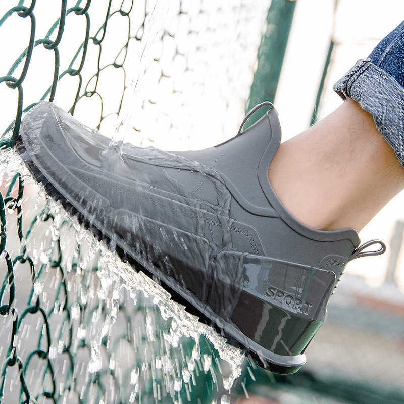 Fishing Boots - ฤดูร้อนผู้ชายสั้นรองเท้าฝนผู้ชายกลางแจ้งลื่นรองเท้าตกปลารองเท้าเดินป่าทนทานกันน้ํา Rain BOOTS ยาง