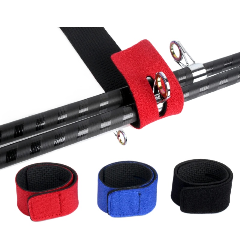 Fishing Belt - สายรัดคันเบ็ดตกปลา 2 ชิ้น/ถุง สายรัดแบบตีนตุ๊กแกกันลื่น สำหรับคันเบ็ดตกปลา สายรัดยางยืด