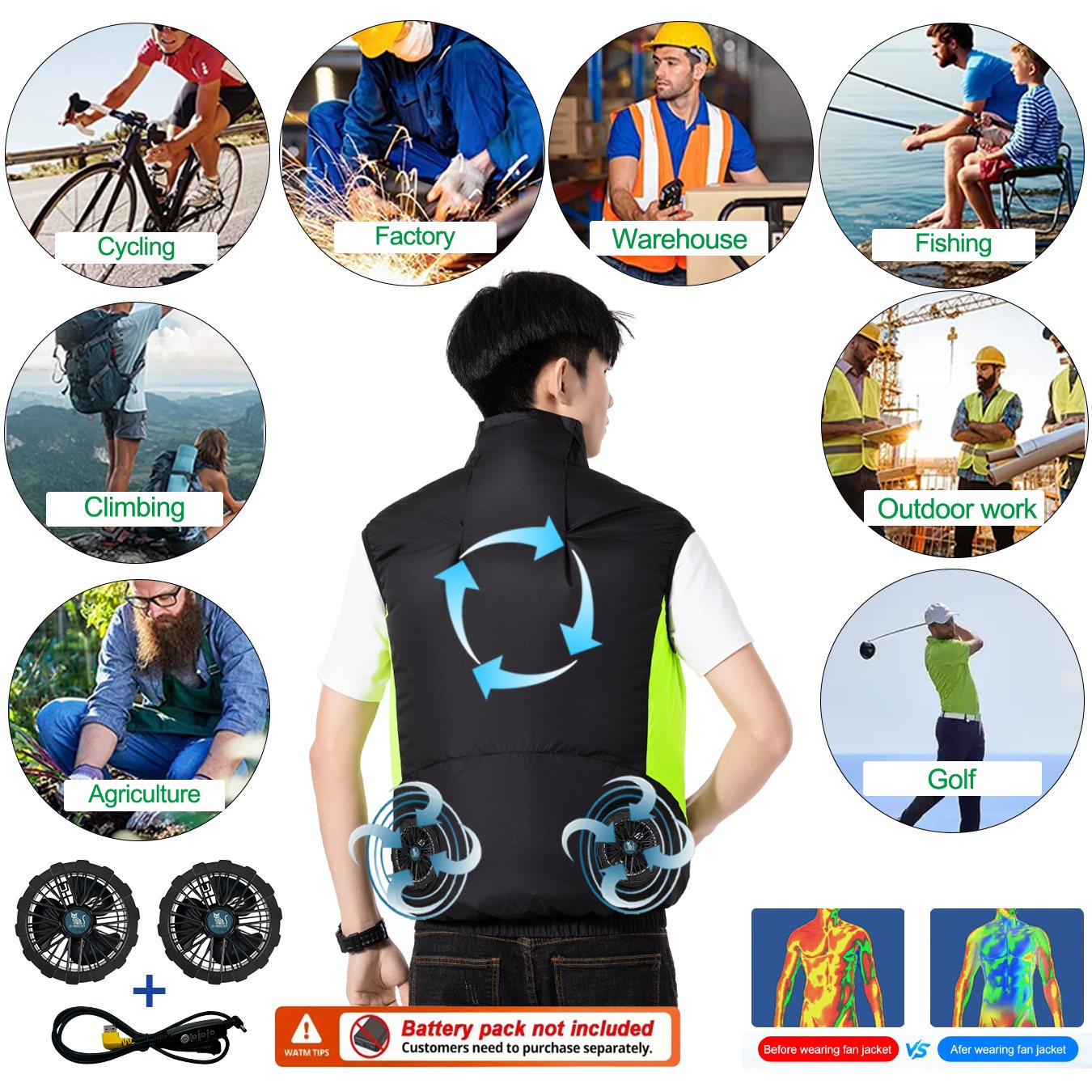 เสื้อกั๊กพัดลมระบายความร้อนแบบ - Fishing Vest บทวิจารณ์และราคา