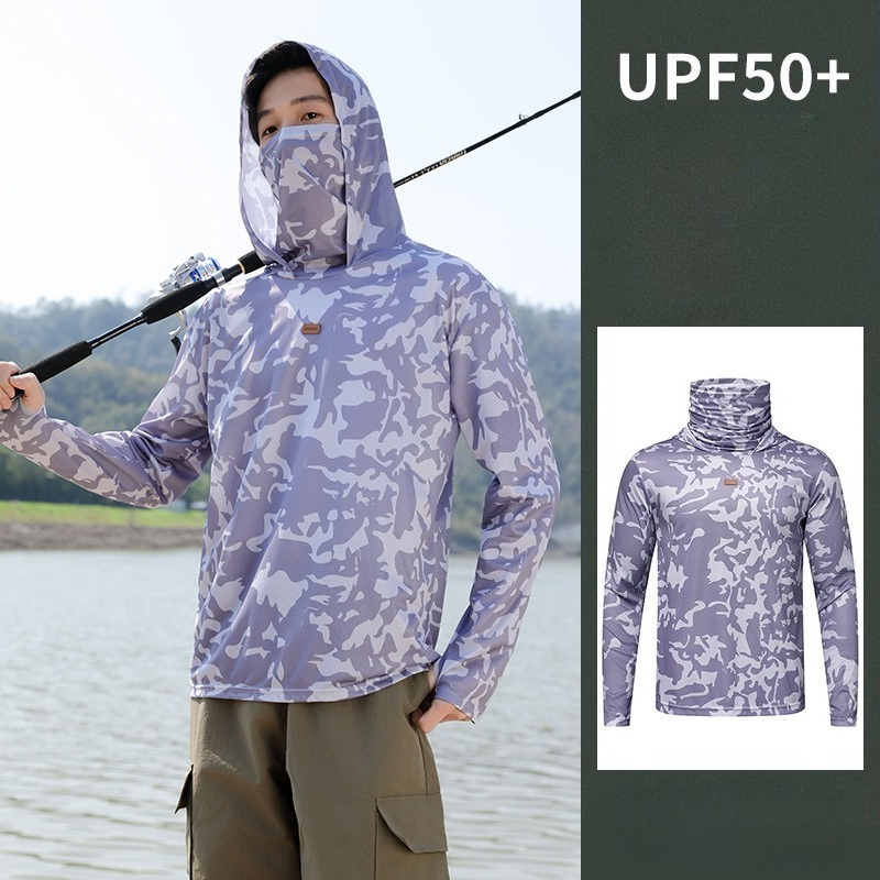 เสื้อตกปลาแบบมีฮู้ดสำหรับผู้ชา - Fishing Shirt Uv Protection บทวิจารณ์และราคา